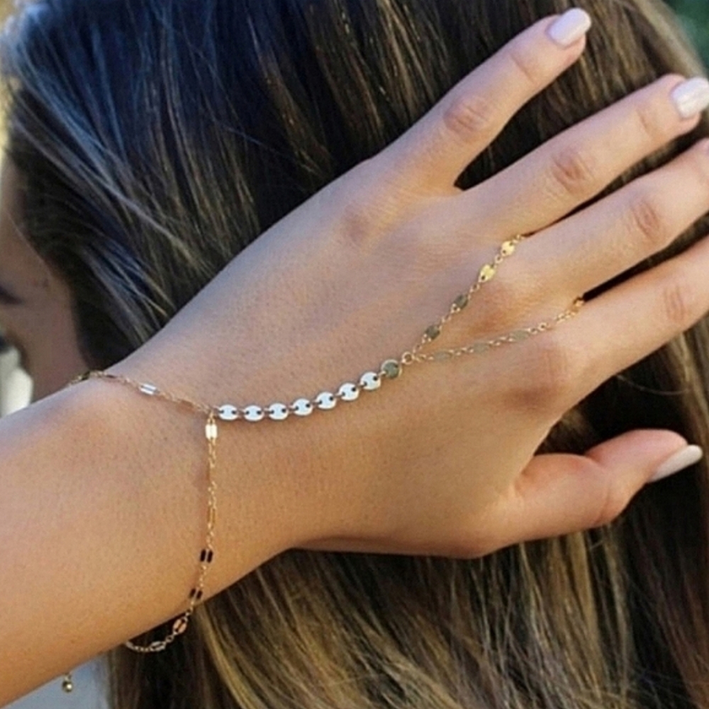 Free People Gold Hand Chain Bracelet
